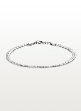 Flat Snake Chain Bracelet Cho, Silver