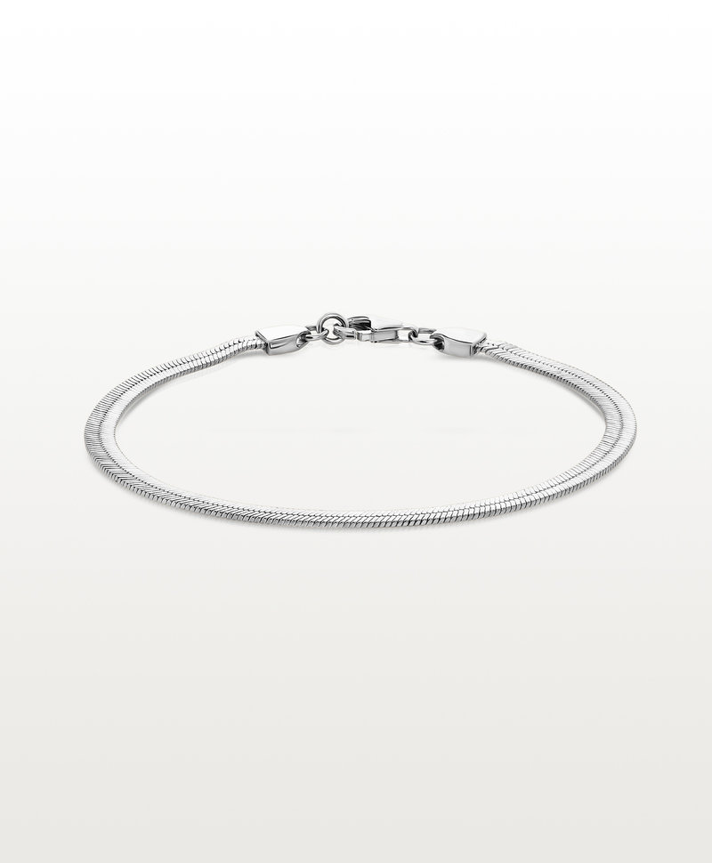 Flat Snake Chain Bracelet Cho, Silver