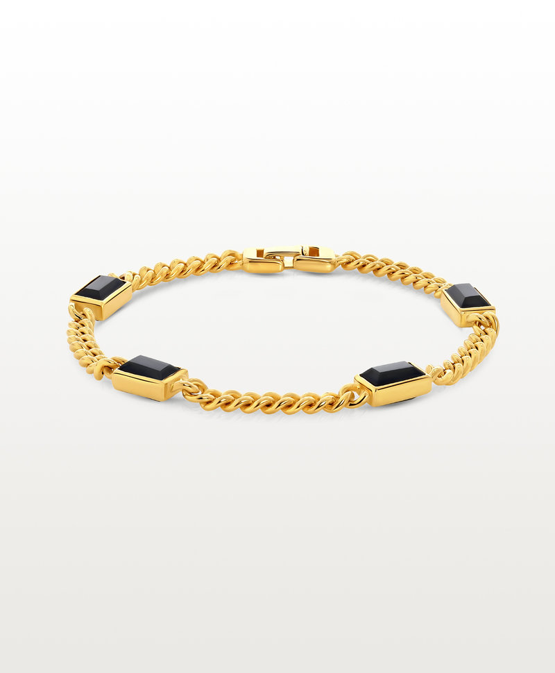 Gold Plated Armband Met Onyx Chiasa