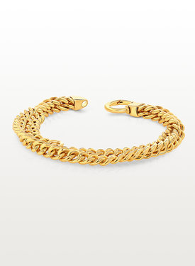 Double Chain Bracelet Asahi, Gold Plated