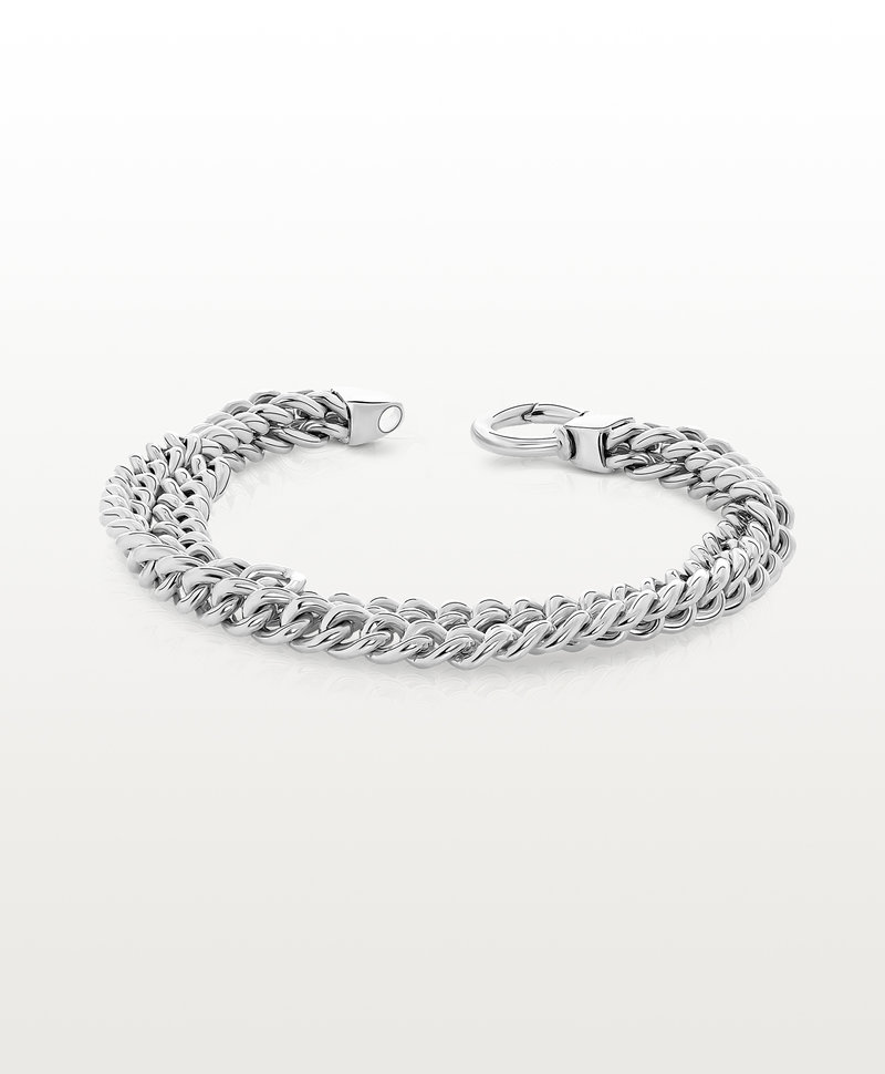 Double Chain Bracelet Asahi, Silver
