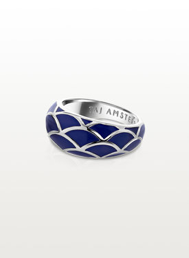 Zilveren Dome Ring Met Blauwe Emaille Sayaka