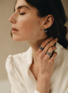 Blue Enamel Dome Ring Sayaka, Silver