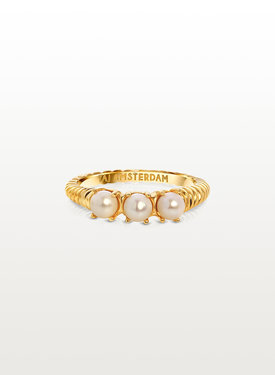 Three Pearl Ring Koi, Gold Plated