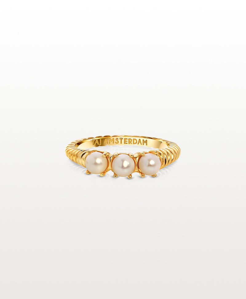 Gold Plated Drie Parel Ring Koi