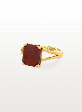 Vergoldeter, roter Jaspis-Ring Meiyo