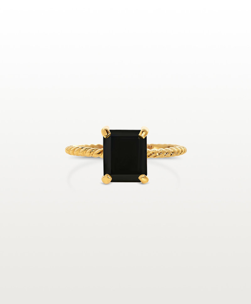 Gold Plated Gedraaide Onyx Ring Yugen