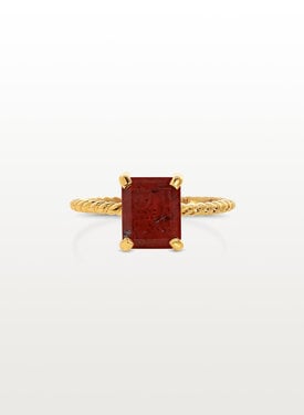 Twisted Red Jasper Ring Takara, Gold Plated