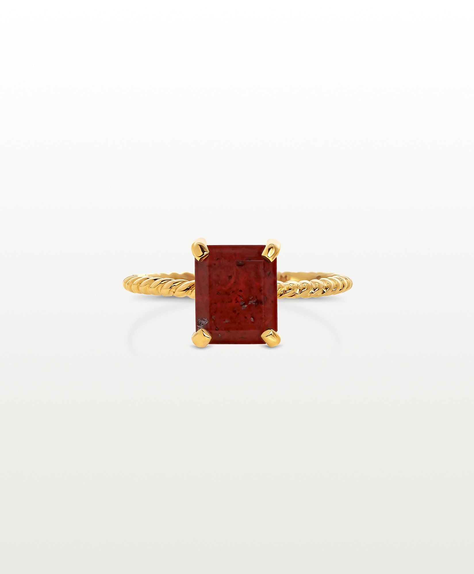 Twisted Red Jasper Ring Takara, Gold Plated Taj Amsterdam