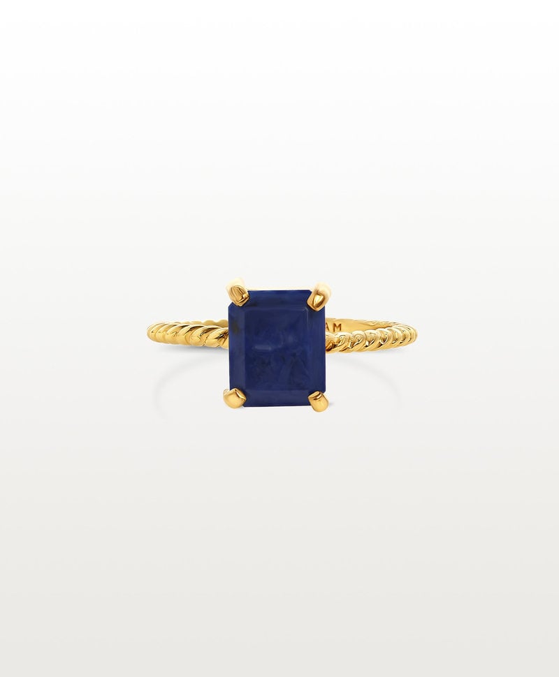 Gold Plated Gedraaide Lapis Lazuli Ring Rumi