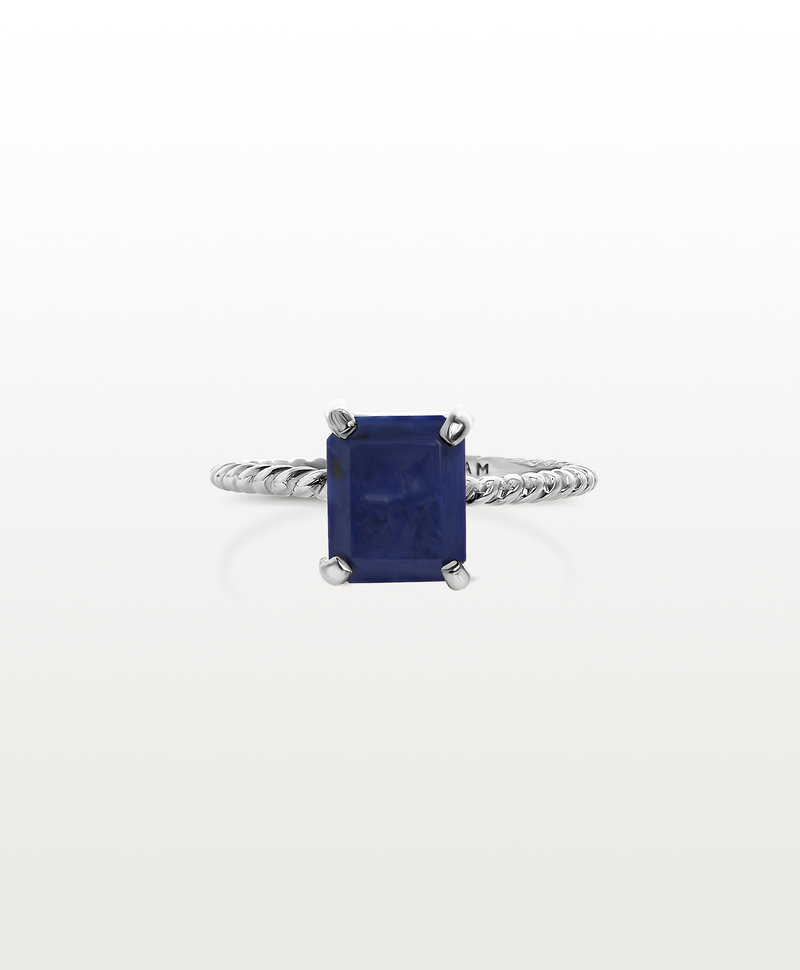 Zilveren Gedraaide Lapis Lazuli Ring Rumi