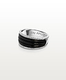 Black Enamel Ring Hotaru, Silver