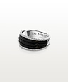 Silberner, schwarzer Emaille-Ring Hotaru