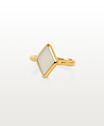 Gold Plated Ring Met Witte Agaat Steen Jun