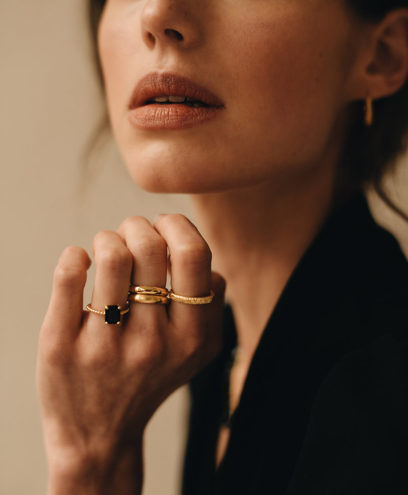 Textured Stack Ring Kichi (Slim), Gold Plated