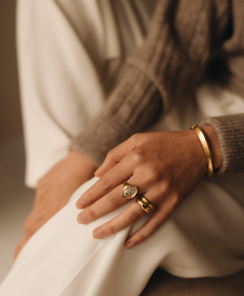 Gold Plated Glanzende Stack Ring Kichi (Breed)