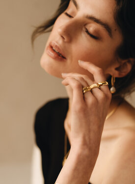 Brushed Stack Ring Kichi (Slim), Gold Plated