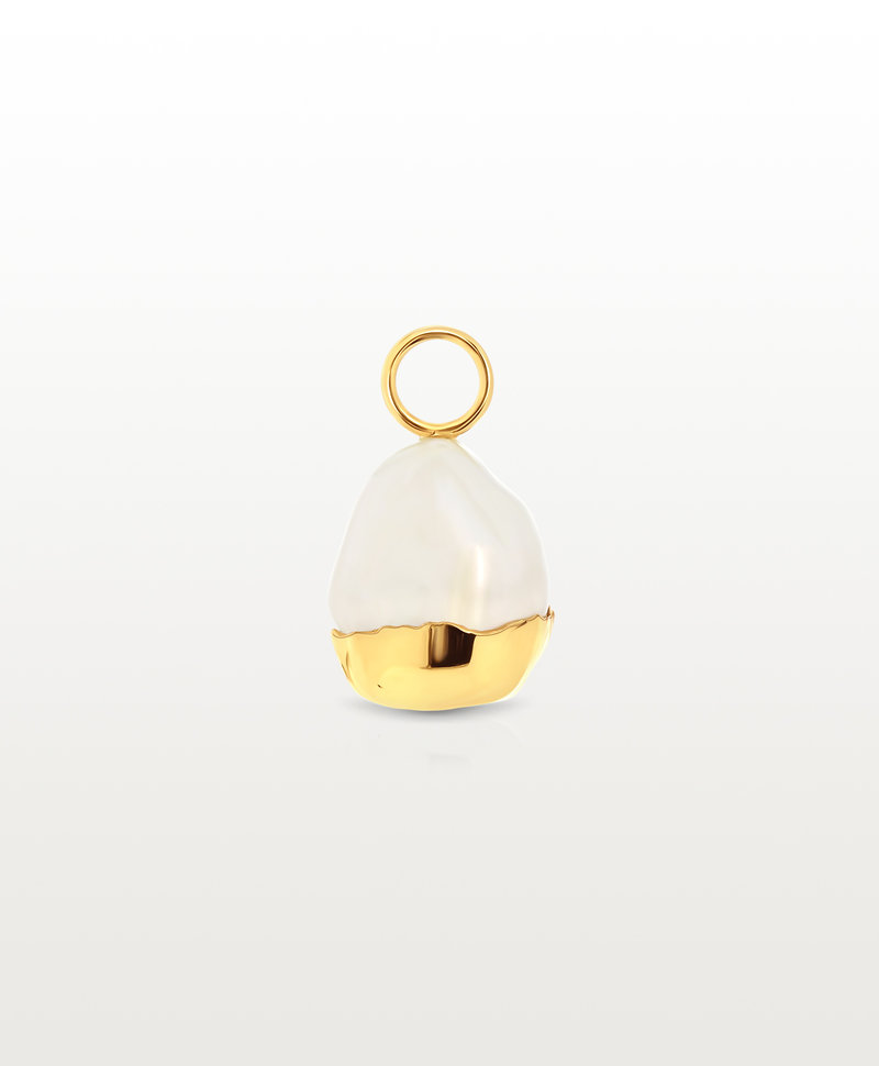 Single Pearl Earring Charm Shinju, Gold Plated