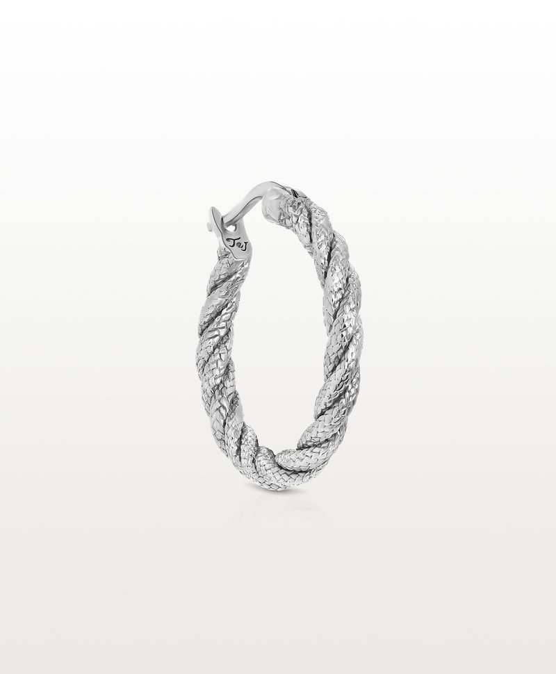 Single Large Twisted Hoop Earring Kiyomi, Silver