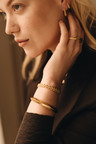 Single Rectangular Earring Sumiye (Small), Gold Plated