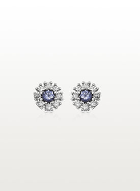 Sparkle Flower Ear Stud Set Honoka, Silver