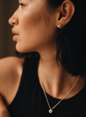 Zilveren Oneindige Knoop Ear Stud Set Mei