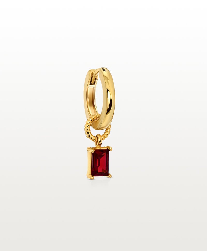 Enkele Gold Plated Oorbel Met Rode Steen Rin