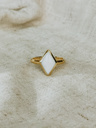 White Agate Gemstone Ring Jun, Gold Plated