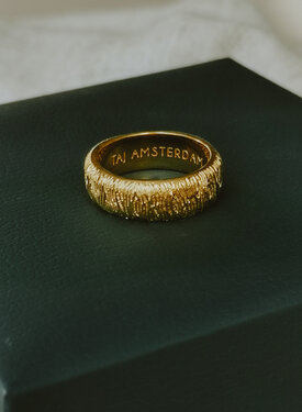 Textured Stack Ring Kichi (Large), Gold Plated