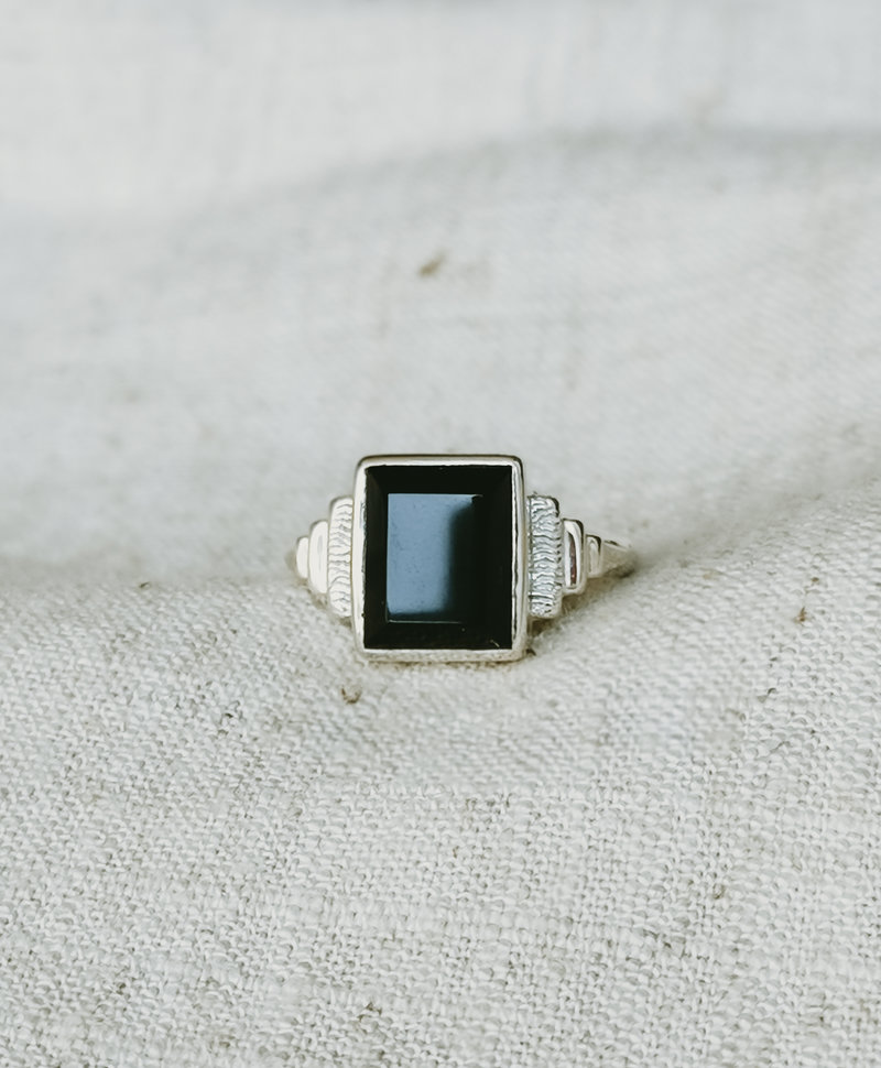 Zilveren Timeless Onyx Ring Koko