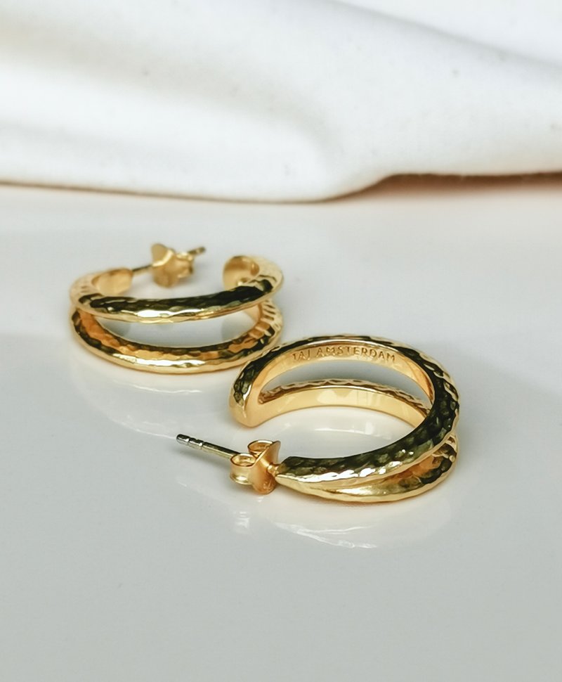 Double Hoop Earring Set Hoshi, Gold Plated