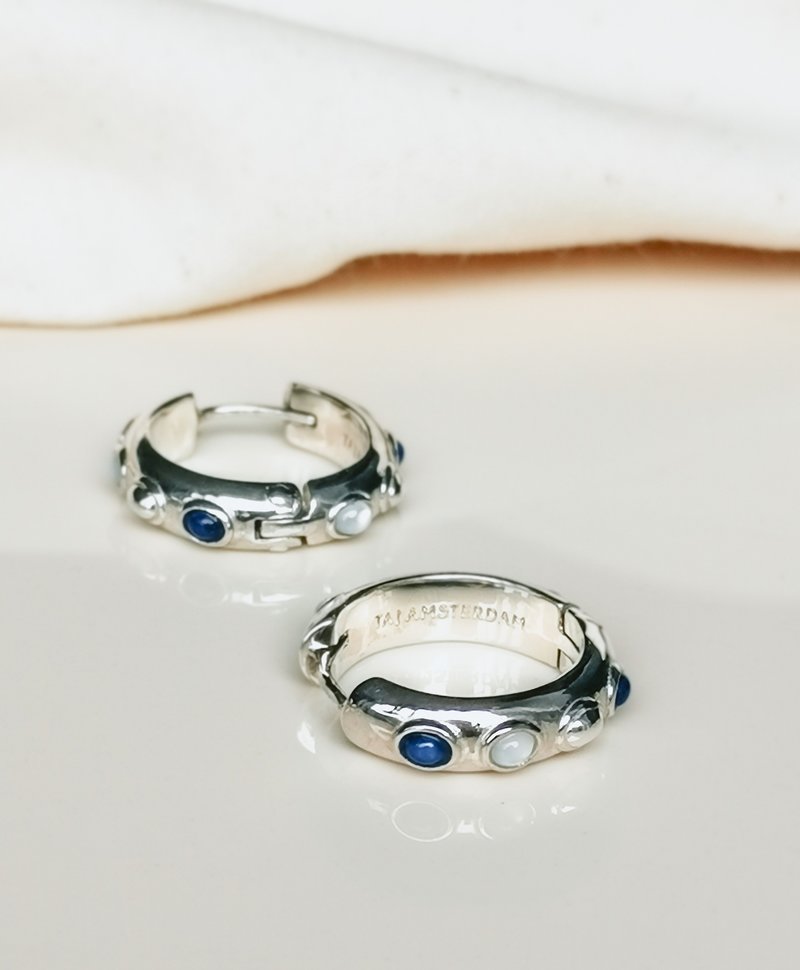 Zilveren Parel & Lapis Lazuli Oorbellen Set Aya