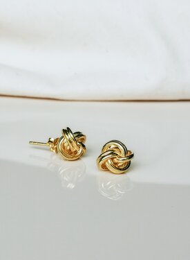 Gold Plated Oneindige Knoop Ear Stud Set Mei