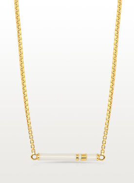 White Enamel Bar Necklace Izumi, Gold Plated