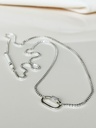 White Enamel Bar Necklace Izumi, Silver