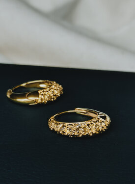 Blossom Dome Earring Set Sakura, Gold Plated