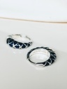 Blue Enamel Dome Earring Set Sayaka, Silver