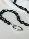 Perlen-Onyx-Halskette mit Silberverschluss Suku