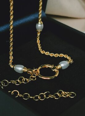 Gold Plated Gedraaide Ketting Met Parels Chiyo