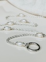 Silberne Dreh-Halskette mit Perlen Chiyo