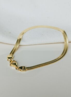 Flat Snake Chain Bracelet Cho, Gold Plated