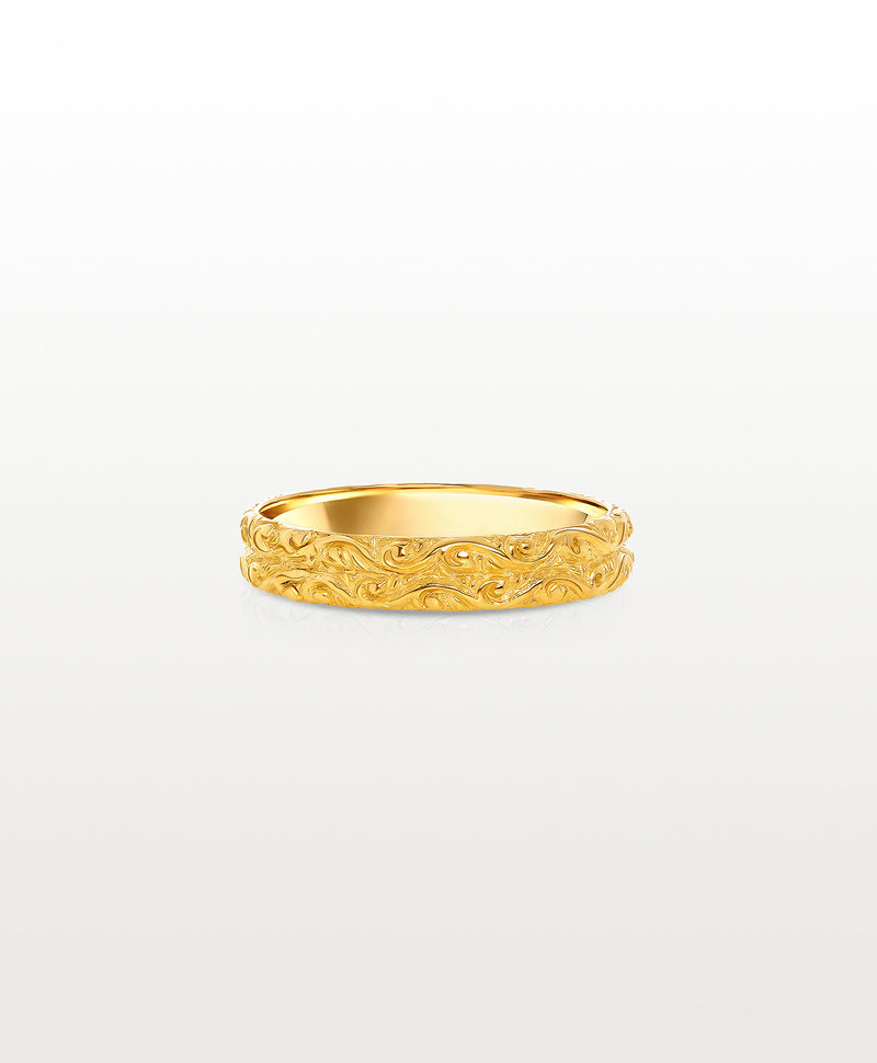 Antique Decorated Ring Selene, Gold Plated