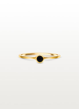 Bague Plaqué Or Onyx Empilable Keala