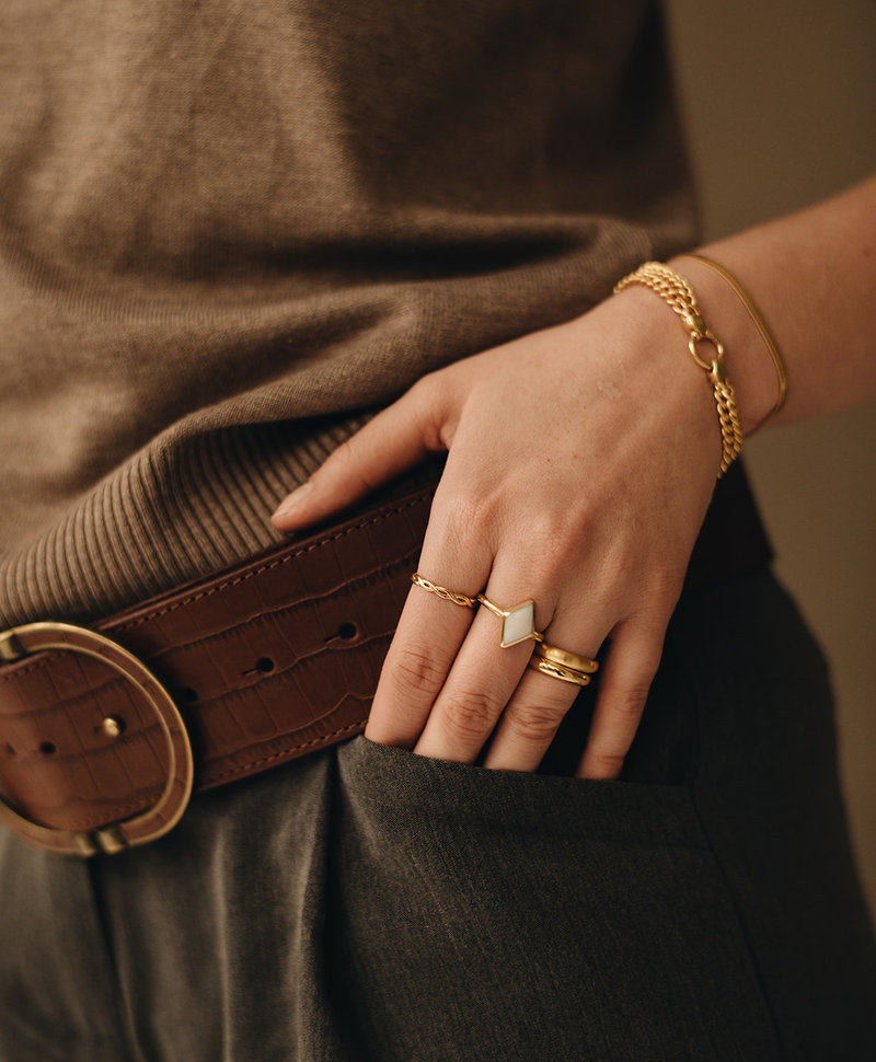 Braided (Pinky) Ring Hera, Gold Plated