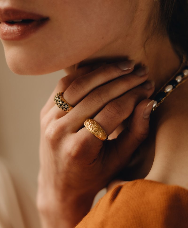 Blossom Dome Ring Sakura, Gold Plated