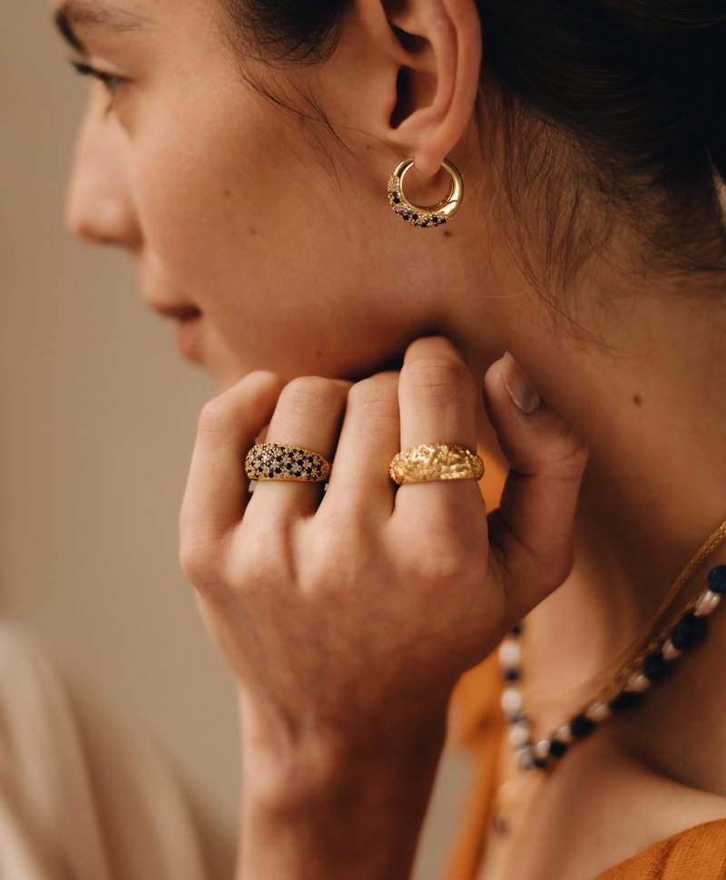 Gold Plated Steentjes Dome Ring Sora