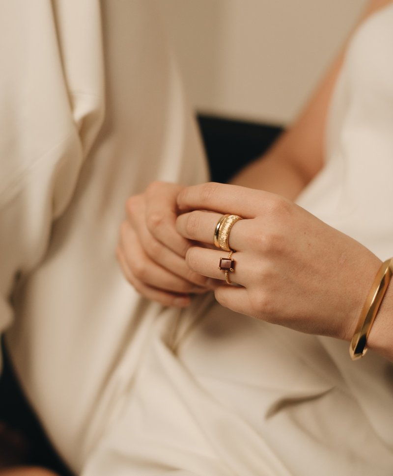 Twisted Red Jasper Ring Takara, Gold Plated