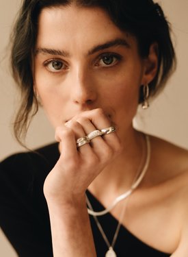 Zilveren Glanzende Stack Ring Kichi (Breed)