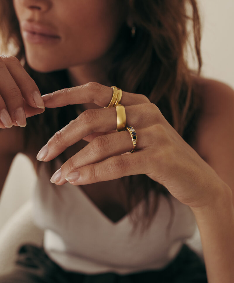 Elegant Sparkle Ring Aki, Gold Plated