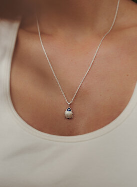 Enamel Scarab Beetle Pendant Mitsu, Silver